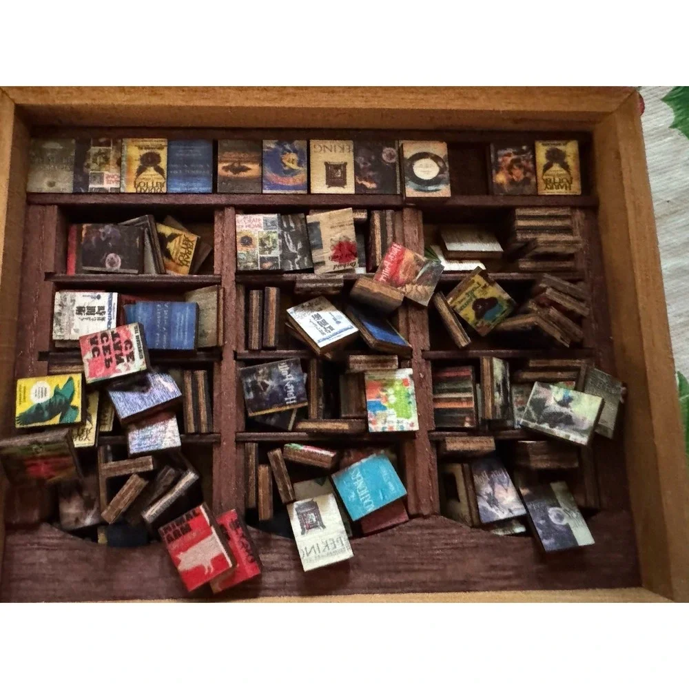 Miniature Anxiety Bookshelf Shake Away Stress‎ Relief Shadow Box Tiny Library